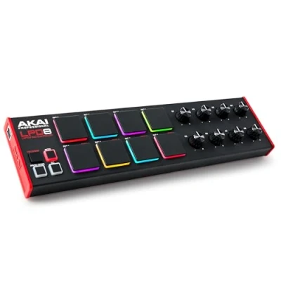 Image de AKAI Professional LPD8 Contrôleur MIDI USB avec huit drum pads MPC réactifs pour Mac et PC, molettes assignables logiciel de production