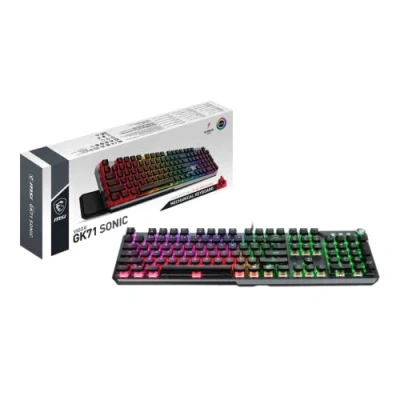 Image de MSI Vigor GK71 Sonic Red FR Clavier Gaming Mécanique,AZERTY FR,Switches Red,Touches ClearCaps,Raccourcis Multimédia,Repose Poignets Ergonomique,Mystic Light,USB 2.0,Pleine Taille Noir