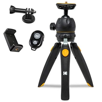Image de Kodak PhotoGear Mini trépied réglable avec rotule 360, de Table Compact 9&quot; se convertit en Perche à Selfie 11&quot;, Pieds Caoutchouc, Smartphone