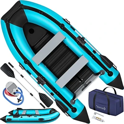 Image de KESSER® Bateau pneumatique 3,20 m pour 4 Personnes Wave Moteur adapté de Loisirs à pagaie pêche avec 2 bancs Plancher alu Pompe kit réparation