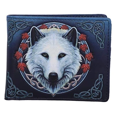 Image de Nemesis Now Lisa Parker Portefeuille en polyuréthane Motif Loup d&#039;automne Gardien de l&#039;automne Bleu 11 cm