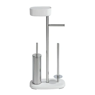 Image de WENKO Combiné WC 4en1, Brosse et dérouleur papier toilette, rangement toilette avec boîte de Rivazza blanc