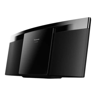 Image de Panasonic Micro chaine hifi tout en un SC HC200EG K I 20W Lecteur CD Radio FM Bluetooth Port USB Design compact Finition des enceintes tissu noir Version Française