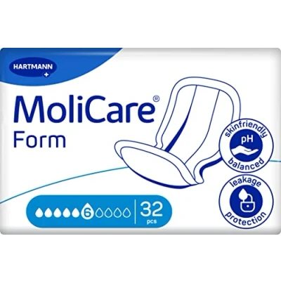 Image de Molicare Forme 6 gouttes, pour incontinence moyenne : haute sécurité, protection supplémentaire contre les fuites et discrétion femmes hommes, à utiliser avec fixpants