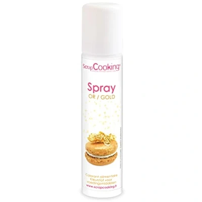 Image de ScrapCooking Spray Colorant de Surface Or 75 ml Alimentaire Doré pour faire Briller vos Pâtisseries, Biscuits, Macarons, Pâtes à Sucre, Cupcakes, Gâteaux, Entremets, Bûches 4298