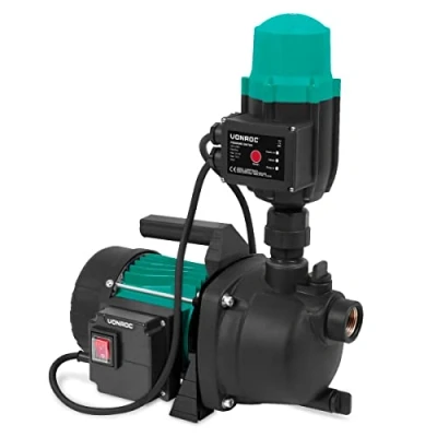 Image de VONROC Pompe de Jardin/Pompe Hydrophore 800W 3300l/h 4 bar hauteur max 40m 35C max, Pressostat Eau Inclus Pour Irrigation Jardin, Systèmes Potable Capacité Aspiration 8M, LED