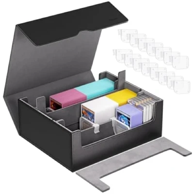 Image de Procase Boîte de Cartes 2700+ à Collectionner pour MTG/TCG/Yugioh, Soutien Toploader/Magnétiques/Sleeved/Sleeveless, avec Fermeture Magnétique et Séparateurs Réglables Librement NoirGris(3R)