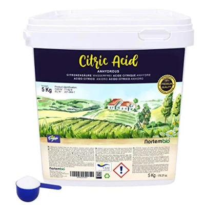 Image de Nortembio Acide Citrique Biologique 5 Kg. Anhidre en Poudre, 100% Pure. Nettoyant Multi Usages. E Book Inclus.