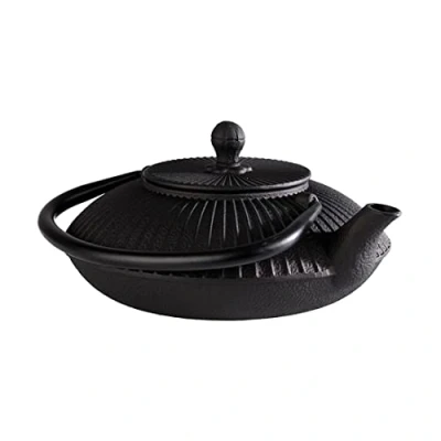 Image de Théière APS &quot;ASIA&quot; en fonte, intérieur émaillé, filtre à thé inclus, idéal pour 2 3 tasses dimensions : 18 x 19,5 cm/hauteur 15 cm/volume 0,8 l (noir)