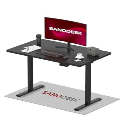Image de SANODESK EK2 Bureau Assis Debout 2 Moteurs 120 * 80CM Plateau Complet 25mm, Réglable en Hauteur avec 4 Commandes à Mémoire, Cadre Noir +