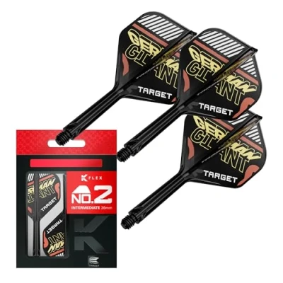 Image de Target Darts Gabriel Clemens K Flex Flights and Shaft System, No.2 (Intermédiaire, 26 mm) Pack de 3 Accessoires fléchettes Kflex All in One Flights, Player Edition Potence fléchette