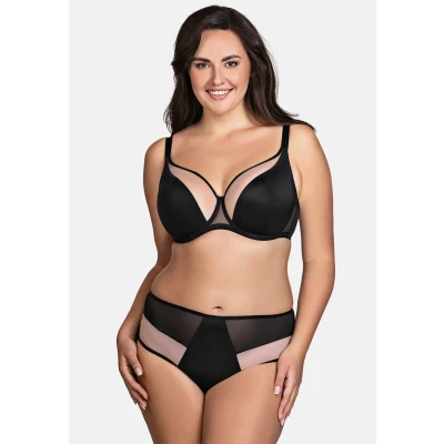 Image de VIVISENCE Soutien Gorge Doux Et Élégant Bonnet en Maille Bas Lisse Bretelles Réglables sans Baleines Latérales Maintien Optimal Confort Quotidien, Noir,100C