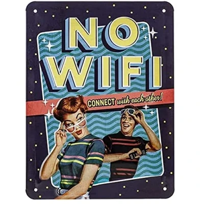 Image de Nostalgic Art Plaque Vintage, No WiFi Idée de Cadeau pour nostalgiques, en métal, Design Retro la décoration, 15 x 20 cm