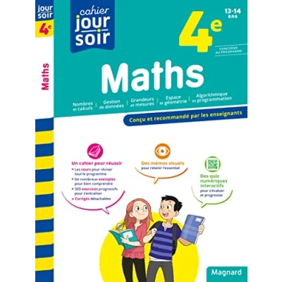 Image de Maths 4e Cahier Jour Soir: Conçu et recommandé par les enseignants Livre d’occasion Correct