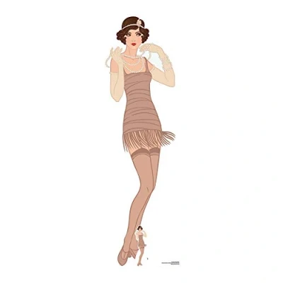 Image de STAR CUTOUTS Ltd Gatsby 1920s Beige Flapper Girl Découpe en Carton Multicolore 177 x 58 cm