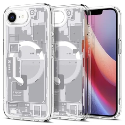 Image de Spigen Coque pour iPhone 16e, Ultra Hybrid MagFit, [Design Schématique] Zero One Blanc