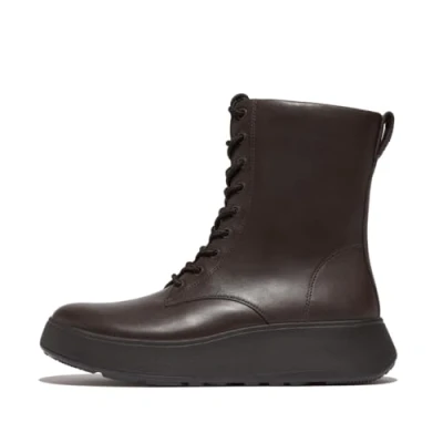 Image de Fitflop Femme Bottines Plates à Lacets en Cuir F Mode Bottes, Marron Chocolat, 38 EU