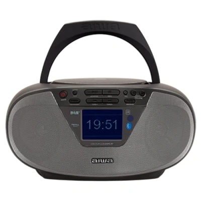 Image de Aiwa BBTU 500DAB/BK Radio CD Portable Dab+ avec écran Couleur 2.4&quot; Bluetooth 5.0, USB, CD/CDR/RW/MP3, Dab+. : Noir