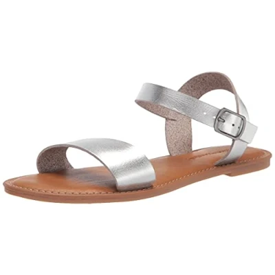 Image de Amazon Essentials Sandales à Double Bride avec Boucles Femme, Argent, 41 EU Large