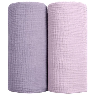 Image de lulumoon bébé Couvertures d&#039;Emmaillotage Couverture d&#039;emmaillotement en Coton de réception Douce pour Neutre 2Pack (Violet)