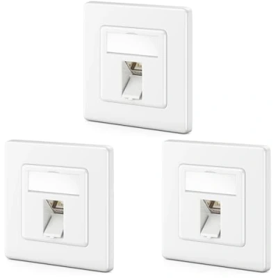 Image de deleyCON 3x Set Keystone + Boîtier de Réseau CAT8 2000 MHz 40 Gbit/s Encastrable &amp; Module avec Prise RJ45 Blindage STP Métallique Données
