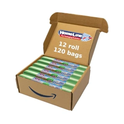 Image de HOME LINE 120 Sacs poubelle 110 litres 70 x cm avec attaches, anti goutte et ultra résistants pour collecte différenciée Couleur verte
