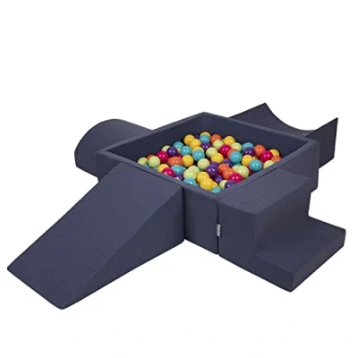 Image de KiddyMoon Aire De Jeux en Mousse avec Carré Piscine À Balles (300 Balles) Fosses Boules pour Enfants Jouets Parcours Obstacles, Fabriqué UE, Bleu Foncé:Vertclr/Jaune/Turq/Orange/Rfoncé/Violet