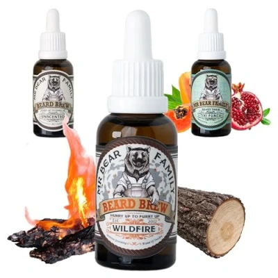 Image de Huile barbe Hommes Mr Bear Family Wildfire Entretient la pour pousse de hydratante à l’huile jojoba &amp; d’Argan Soin hydratant 30 ml
