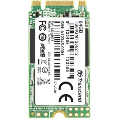 Image de Transcend MTS552T2 64 Go Interne M.2 PCIe NVMe SSD 2242 SATA 6 GB/s Retail TS64GMTS552T2