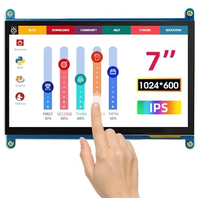 Image de ELECROW Écran Raspberry Pi, Tactile 7 Pouces 1024 x 600 HD LCD Mini Moniteur Compatible avec Pi 5/Raspberry 4/PC/Jetson Nano/Banana Pi/BB Noir