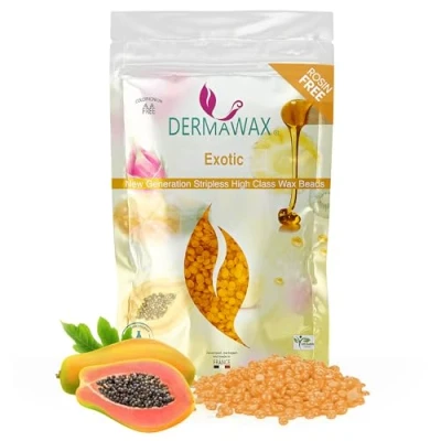 Image de Dermawax 800 grammes Exotic Waxing Perles de Cire sans bandes haute performance pour l&#039;épilation visage jambes bikini et zone intime aisselles dos épilation douleurs paquet refermable