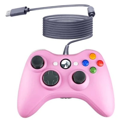 Image de OSTENT Manette de Jeu USB Filaire pour Console Microsoft Xbox 360 Windows PC Ordinateur Portable vidéo Couleur Rose