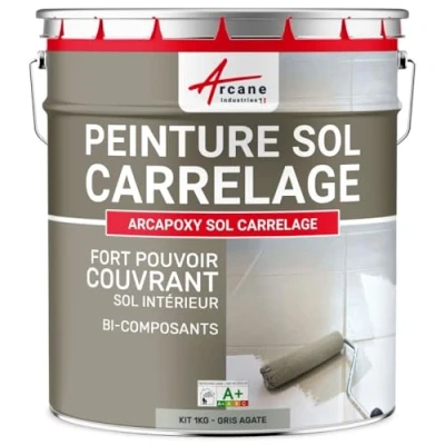 Image de Peinture CARRELAGE SOL Résine pour recouvrir faïence et carreaux ARCAPOXY 1 kg (jusqu&#039;à 5 m² en 2 couches) Gris Agate RAL 7038 ARCANE INDUSTRIES