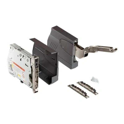 Image de Ferrure d&#039;abattant Blum® AVENTOS HK 20K2500 (LF 750 2500) avec Blumotion pour relevage Angle d&#039;ouverture 107, caches anthracite et kit de fixation frontale inclus