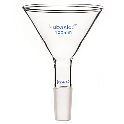 Image de Labasics Verre Entonnoir à Poudre Tige Courte avec Diamètre Extérieur Supérieur de 100 mm et 24/40 Inner Joint, Filter Funnel en Glass