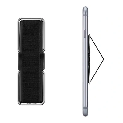 Image de kwmobile Support autoadhésif pour Smartphone Accessoire Doigt téléphone Portable Sangle poignée élastique Dos Noir