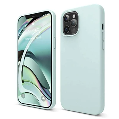 Image de elago Coque Silicone Liquide Compatible avec iPhone 12 Pro Max (6,7) Case en Premium, Étui Protection Complète, Cover Antichoc à 3 Structure (Vert Menthe)