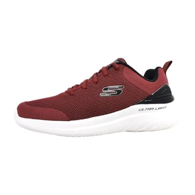 Image de Skechers Homme Bounder 2.0 Nasher Baskets, Bordure Noire en Maille Bordeaux, 39 EU