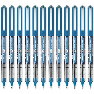 Image de uni ball Eye Ocean Care UB 157ROP Lot de 12 stylos à bille Pointe fine 0,7 mm Encre liquide résistante l&#039;eau et la décoloration Bleu