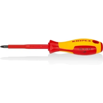 Image de Knipex Tournevis pour vis à tête cruciforme Pozidriv® brunie, poignée isolante bi matière, certifiée VDE 212 mm 98 25 02