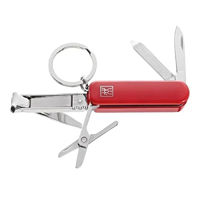 Image de ZWILLING Manucure Pédicure Multi Tool (Porte clés avec ciseaux à ongles, coupe ongles et lime ongles), Rouge, 60 mm
