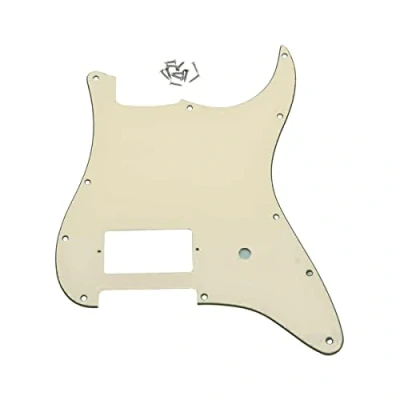 Image de Dopro Pickguard pour guitare Humbucker 11 trous ST Strat One FD Delonge Blanc vieilli 3 plis