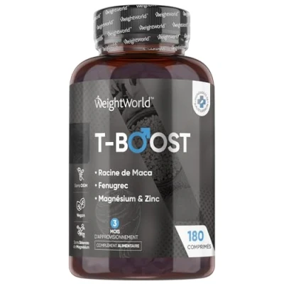 Image de T Boost Testostérone Musculation Performance 3 Mois 180 Comprimés Vegan Complément Alimentaire Masculin Maca, Fenugrec, Zinc, Sélénium Pour Fertilité, Testosterone Homme &amp; Vitamines B Énergie