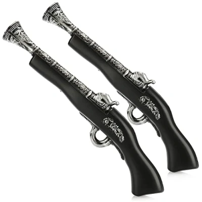 Image de com four® 2X Pirate Pistolet Pistolets Jouets Anciens idéaux pour Halloween et Carnaval Revolver factice comme Accessoire Chaque