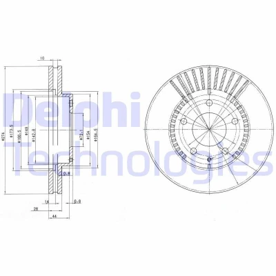 Image de DELPHI BG3232 Disque de frein 274 28 5 ventilé huilé non traité sans roulement roue, bague ABS MAZDA: MPV 2