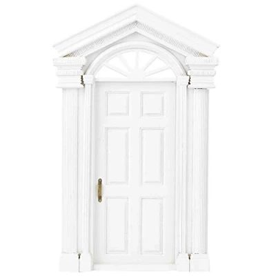 Image de Zerodis 1:12 Échelle Porte en Bois Mobilier de Poupée Miniature du Soleil Double Colonne Pointue Décoration Maisons Poupées Modèle Jeu d&#039;Imitation Jouet Educatif pour Cadeau Enfants