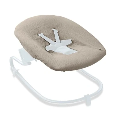 Image de hauck Housse Transat Bebe pour Siege Inclinable Alpha Bouncer Premium, Newborn Set Plus Coton Mousseline Respirant, 85 cm x 74 0,25 cm, Beige