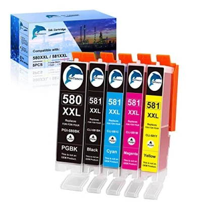 Image de GoToners Compatible Cartouche pour Canon PGI 580 CLI 581 XXL Encre Pixma TR8550 TR7550 TS705 TS705a TS6350 TS6350a TS6351 TS6351a TS6250 TS6150 TS8150 TS8250 TS9550 TS9551C TS6151 TS6251 (5 Pack)