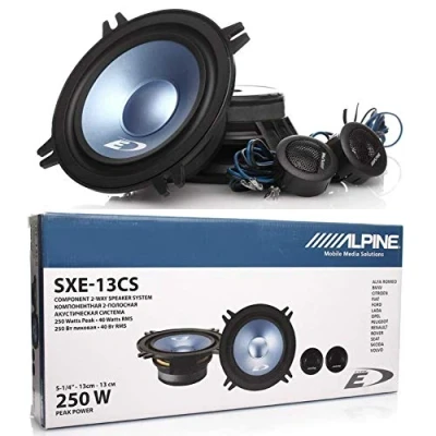 Image de 1 kit système 2 Voies Alpine SXE 13CS 5,25&quot; 13,00 cm 130 mm de diamètre 40 Watt rms 250 Max woofers tweeters 4 ohm, la Paire