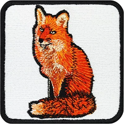Image de Écusson Thermocollant renard roux Autocollant de Insigne chasseur Patch avec broderie à coudre/à repasser 75x75mm